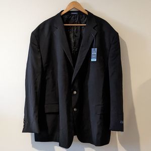 NWT Stafford Black Hopsack Blazer Stretch Comfort Size Big and Tall 60 Regular